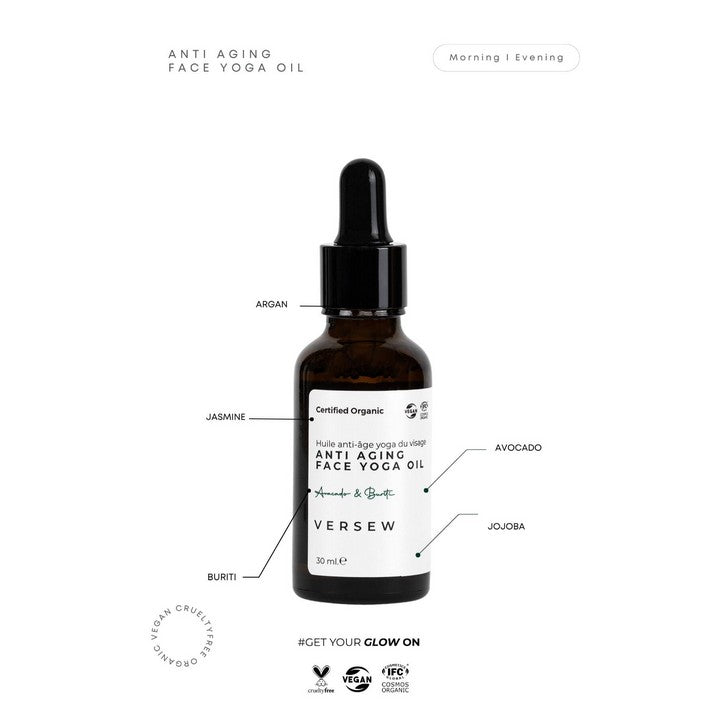 Versew Bio Vegan Anti-Aging Gesichts Yoga Massageöl (30 ml)
