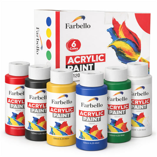 Farbello Acrylfarben Set 120 ml – Hochpigmentierte Farben für Leinwand, Holz, Stein & mehr
