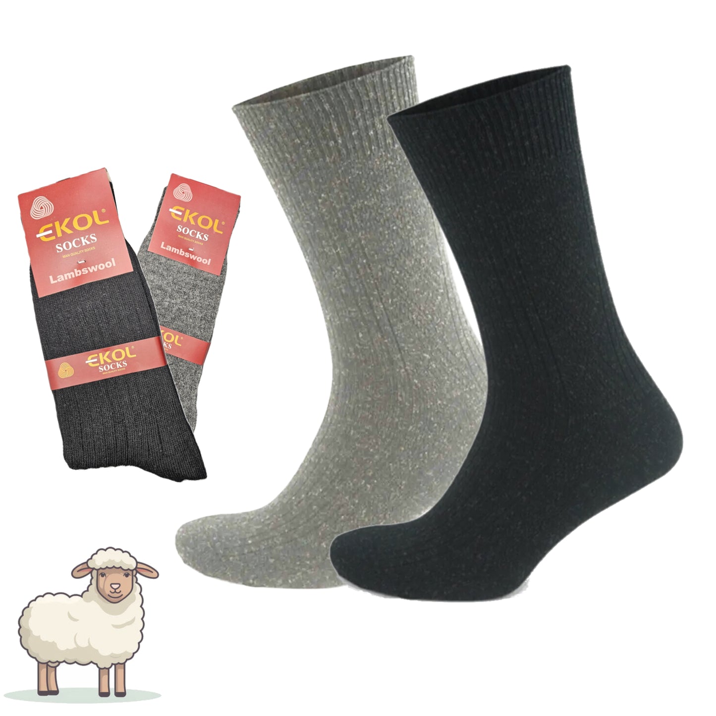 2 Paar Schafwolle Wintersocken, Socken für Kinder, Frauen und Herren