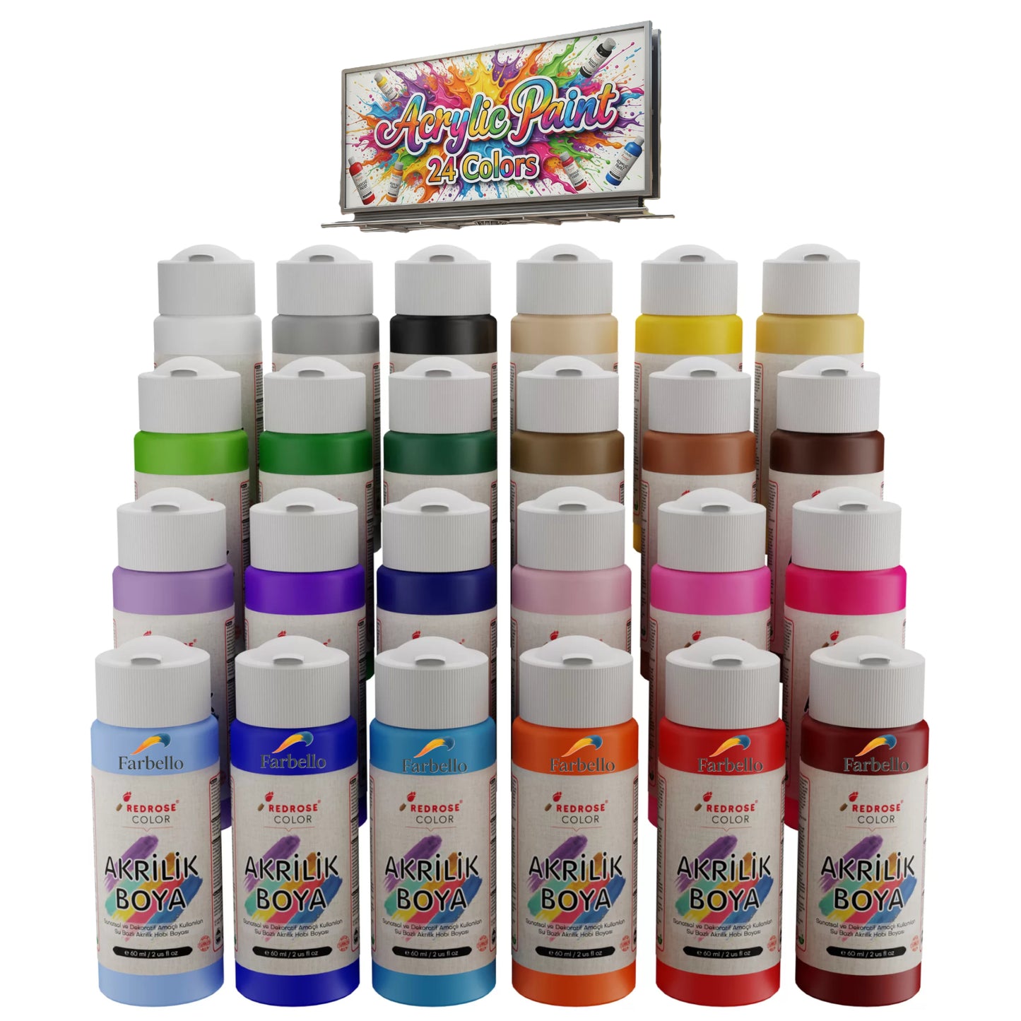 Farbello Acrylfarben Set 60 ml – Hochpigmentierte Farben für Leinwand, Holz, Stein & mehr