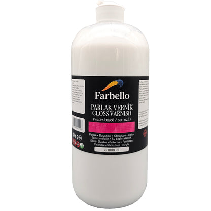 Farbello Glanzlack auf Wasserbasis – Acryl Klarlack für Papier Holz Leinwand & Basteln