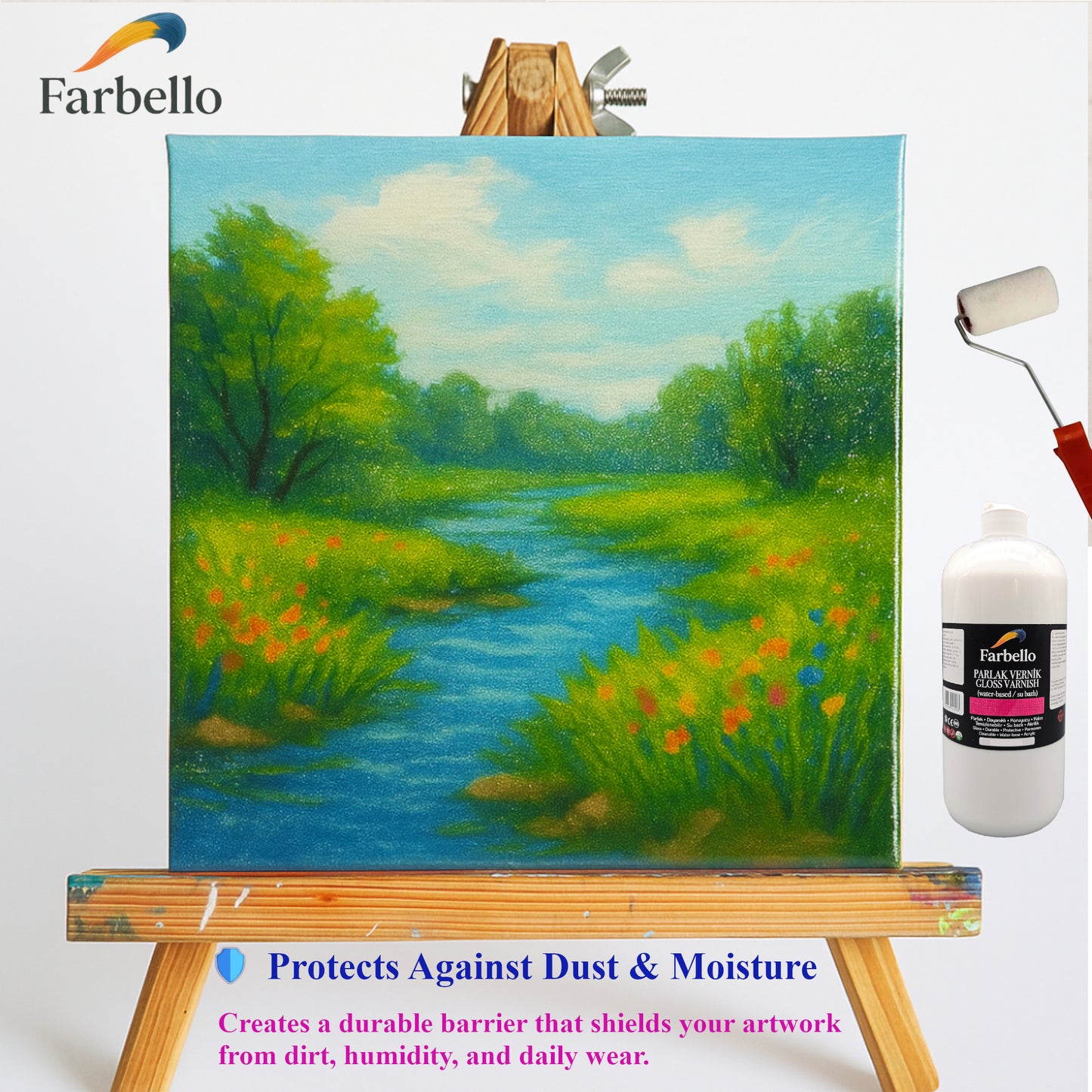Farbello Glanzlack auf Wasserbasis – Acryl Klarlack für Papier Holz Leinwand & Basteln