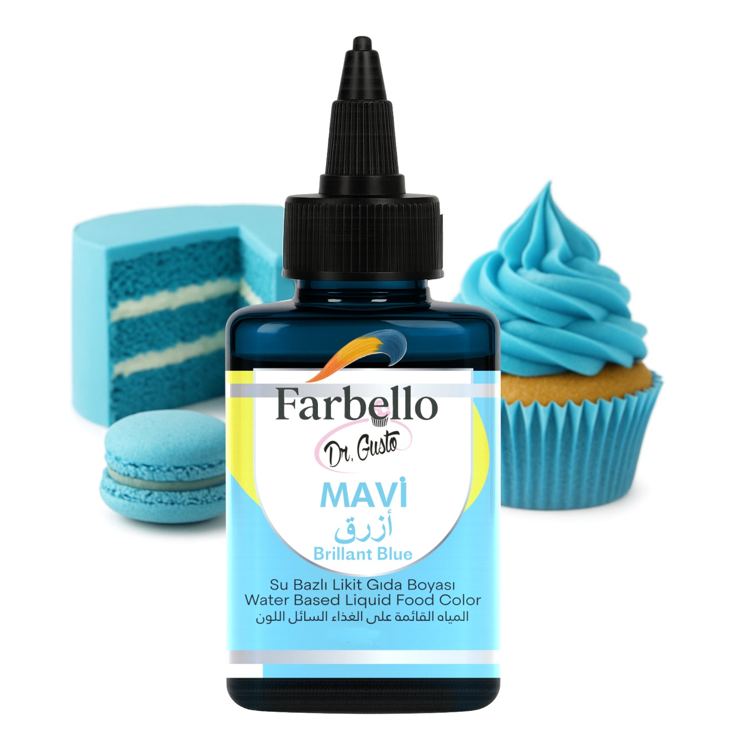 Dr. Gusto Flüssige Lebensmittelfarbe 115 g – Wasserbasierte essbare Farbe für Kuchen, Cremes, Getränke & Desserts