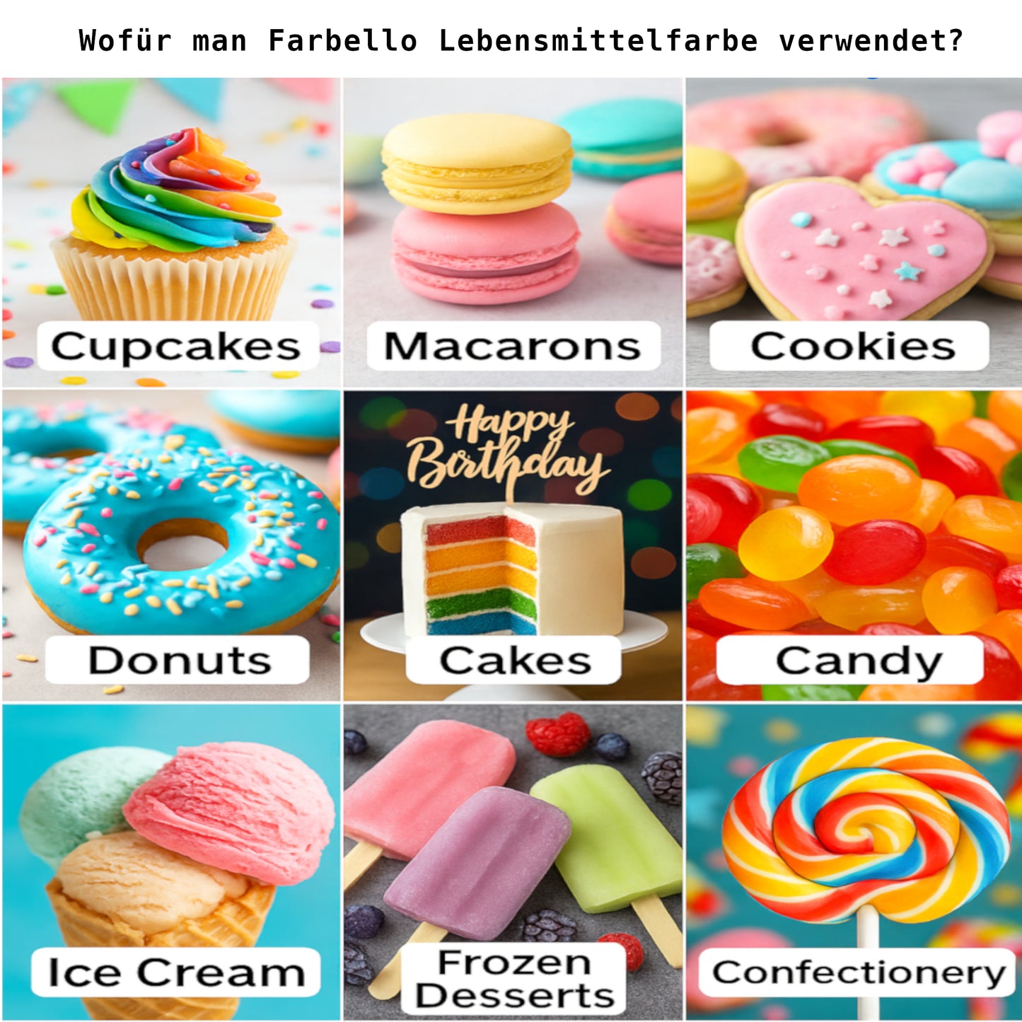 Dr. Gusto Flüssige Lebensmittelfarbe Set – 5 wasserbasierte Farben je 60 ml für Kuchen, Cremes, Getränke & Desserts