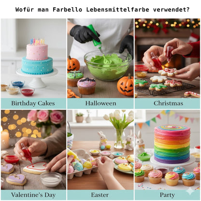Dr. Gusto Flüssige Lebensmittelfarbe Set – 5 wasserbasierte Farben je 60 ml für Kuchen, Cremes, Getränke & Desserts