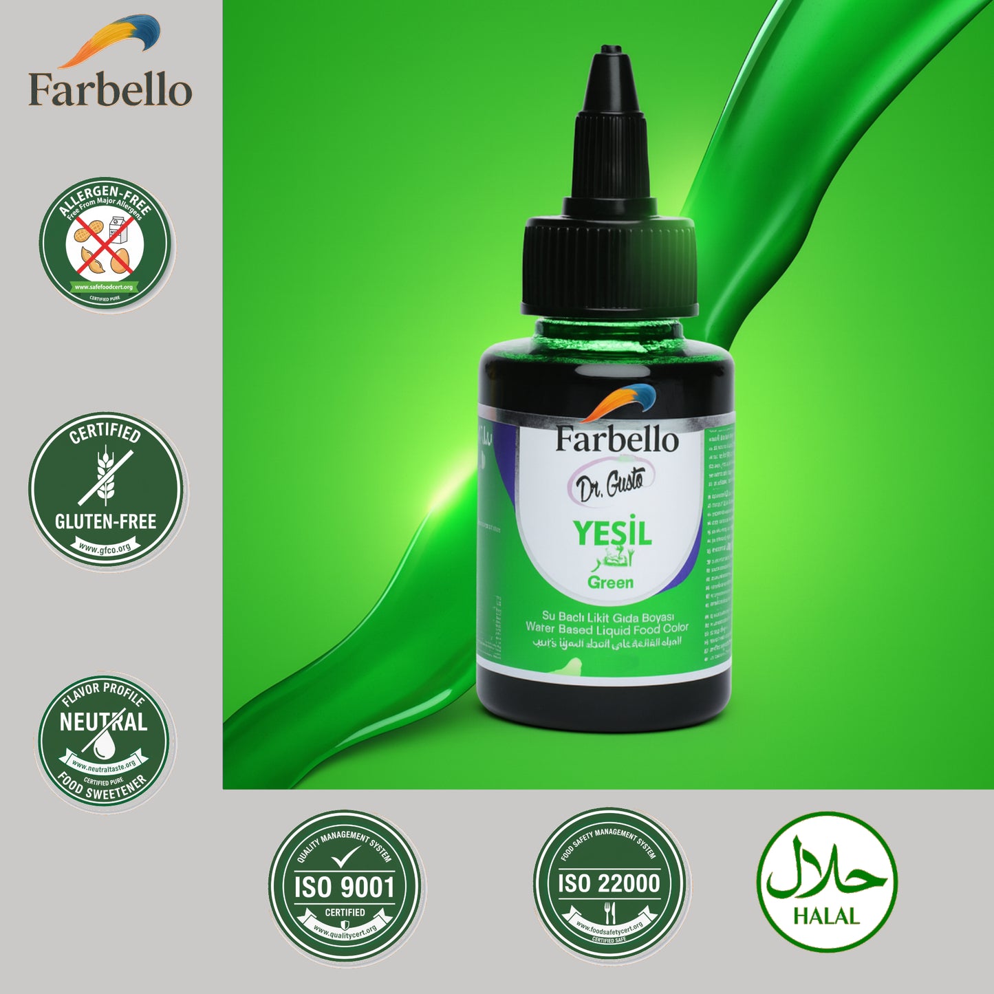 Dr. Gusto Flüssige Lebensmittelfarbe 115 g – Wasserbasierte essbare Farbe für Kuchen, Cremes, Getränke & Desserts