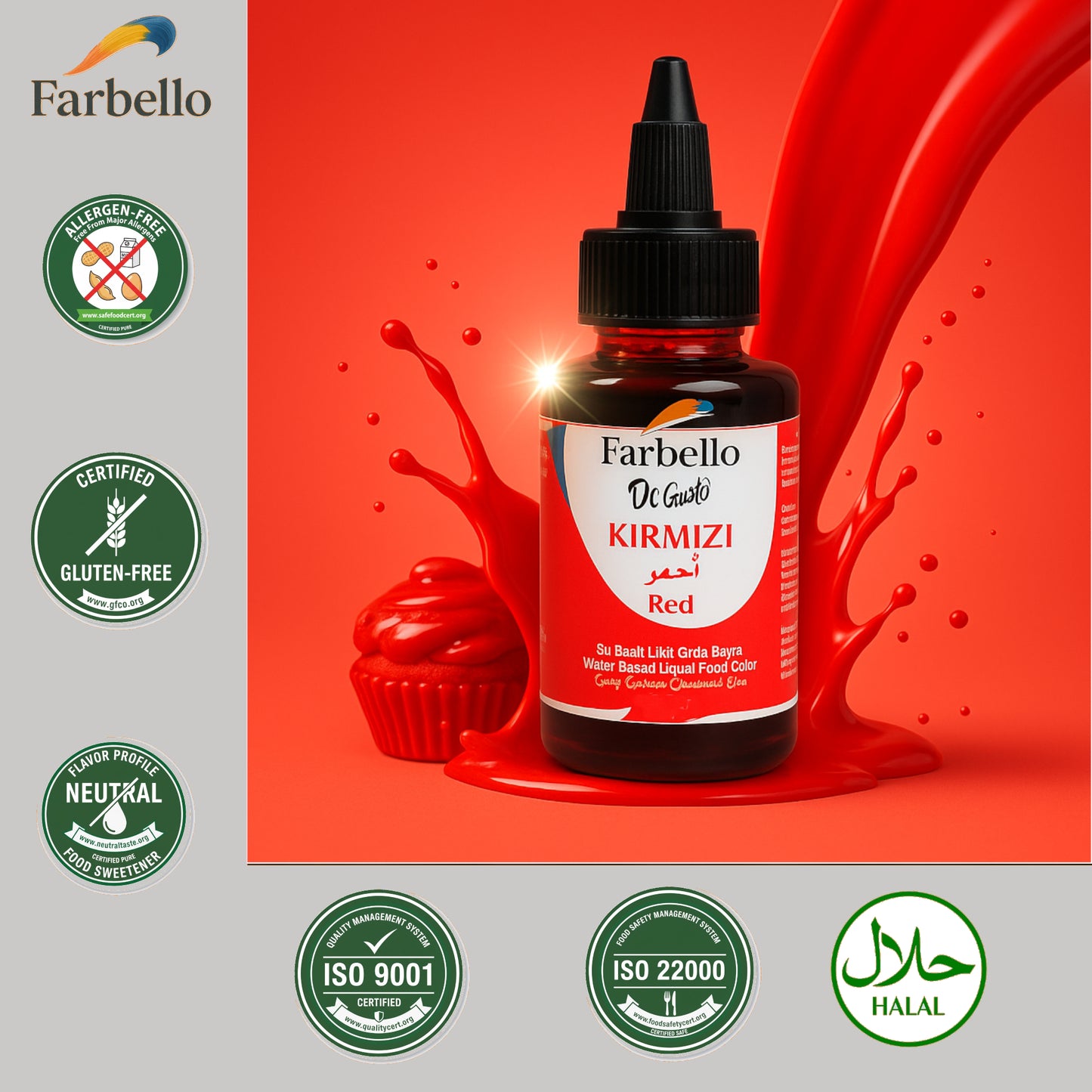 Dr. Gusto Flüssige Lebensmittelfarbe 115 g – Wasserbasierte essbare Farbe für Kuchen, Cremes, Getränke & Desserts