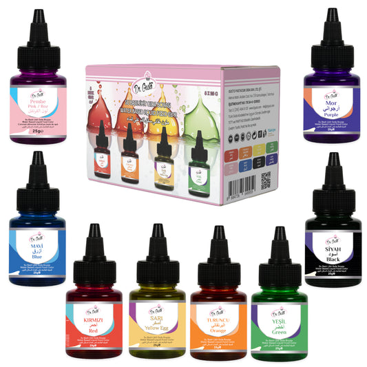 Dr. Gusto Flüssige Lebensmittelfarbe – 8 Farben à 25 ml | Wasserbasiert für Kuchen, Cremes, Getränke & Desserts