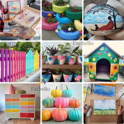 Farbello Acrylfarben Set 60 ml – Hochpigmentierte Farben für Leinwand, Holz, Stein & mehr