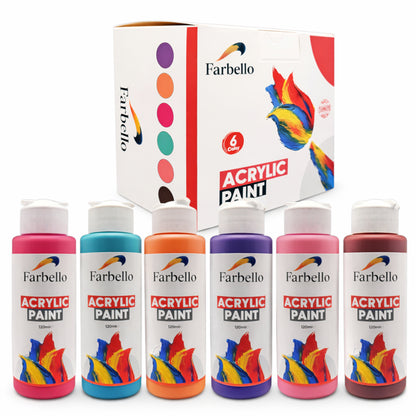 Farbello Acrylfarben Set 120 ml – Hochpigmentierte Farben für Leinwand, Holz, Stein & mehr