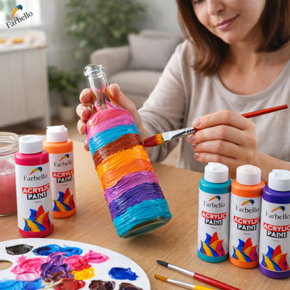 Farbello Acrylfarben Set 120 ml – Hochpigmentierte Farben für Leinwand, Holz, Stein & mehr