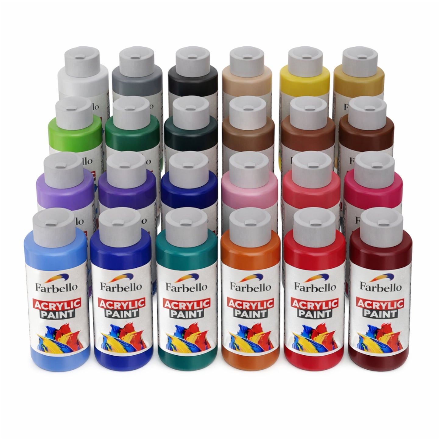 Farbello Acrylfarben Set 120 ml – Hochpigmentierte Farben für Leinwand, Holz, Stein & mehr