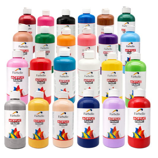 Farbello Acrylfarbe 500 ml – Hochpigmentierte Künstlerfarbe für Leinwand, Holz, Stein & mehr