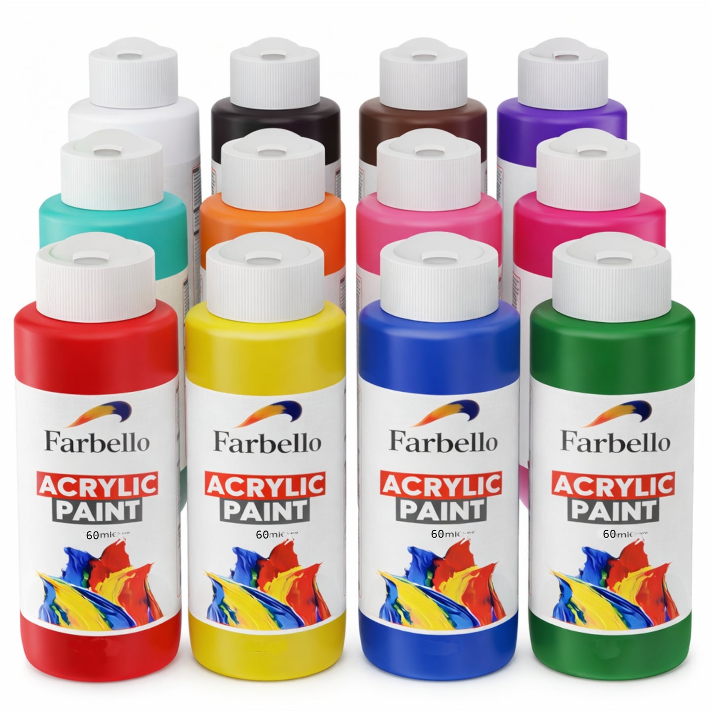 Farbello Acrylfarben Set 60 ml – Hochpigmentierte Farben für Leinwand, Holz, Stein & mehr