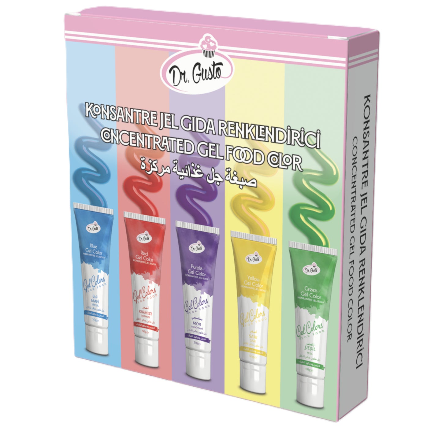 Dr. Gusto Gel Lebensmittelfarbe Set – 5 hochpigmentierte Farben je 50 ml für Kuchen, Fondant & Buttercreme