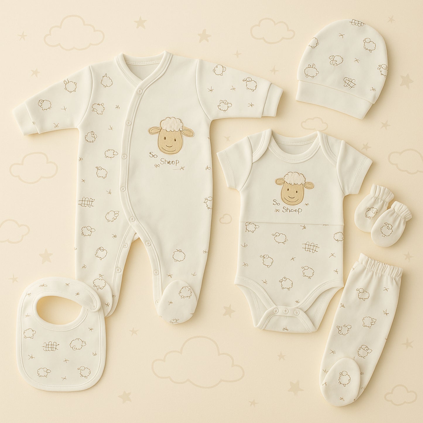 Neugeborenen Baby Geschenk Set für Babys für 0-4 Monate 6 teilig