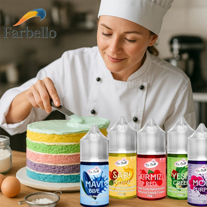 Dr. Gusto Natürliche Flüssige Lebensmittelfarbe – 5 x 35 g Set für Kuchen, Desserts, Cremes & Getränke