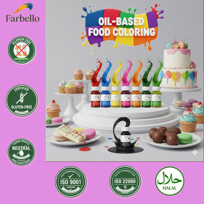 Dr. Gusto Fettlösliche Lebensmittelfarbe – 8 Farben auf Ölbasis für Schokolade, Buttercreme & Fondant