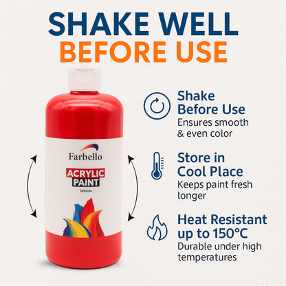 Farbello Acrylfarben Set 120 ml – Hochpigmentierte Farben für Leinwand, Holz, Stein & mehr