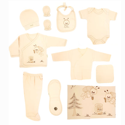 Neugeborenen Baby Unisex Geschenk Set für 0-4 Monate Ekru Größe: 56, 11 Teilig